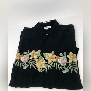 Vintage Piere‎ Cardin Men's Floral Graphic Hawaiian Shirt M 100% Rayon Aloha #14